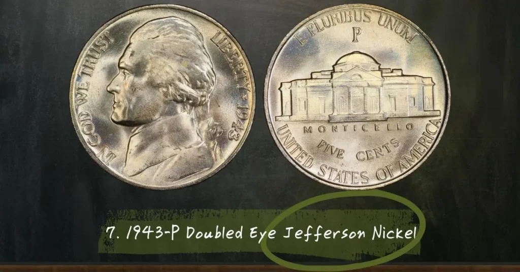 7. 1943-P Doubled Eye Jefferson Nickel.